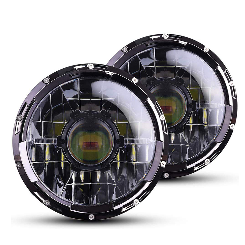 Funlove 7 inch Laser Headlight with LED Laser Combo Driving Lights for Jeep Wrangler JL JK TJ CJ Hummer Motorcycle Offroad Vehicles 