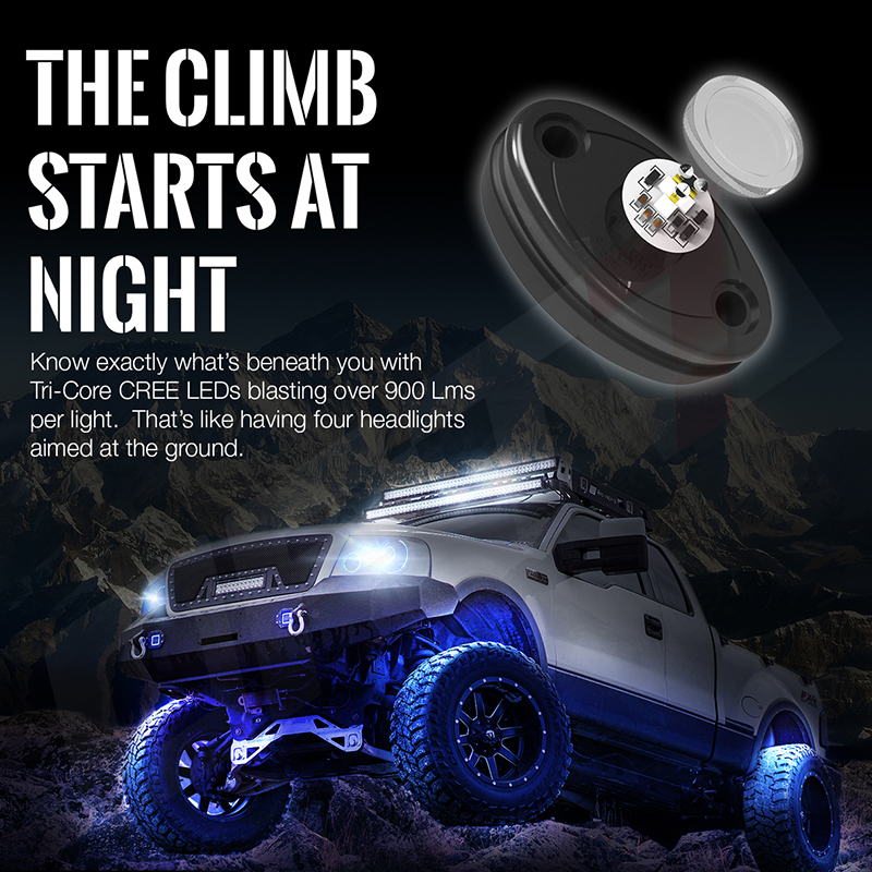 9W Neon LED Lamps for Jeep Off Road Truck Car ATV SUV Vehicle Boat Underbody Glow Trail Rig Waterproof GZYF 8 Pods RGB LED Rock Lights Kit W/Bluetooth Control Timing Function Music Mode Flashing 
