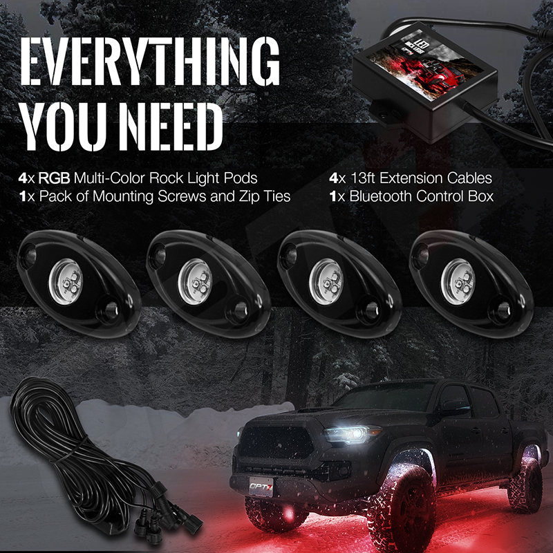 Car Boat 2nd-Gen RGB LED Rock Lights,with APP Controller,8 Pods Multicolor Neon LED Light Kit IP68 Waterproof for Motorcycle,Off Road Truck 