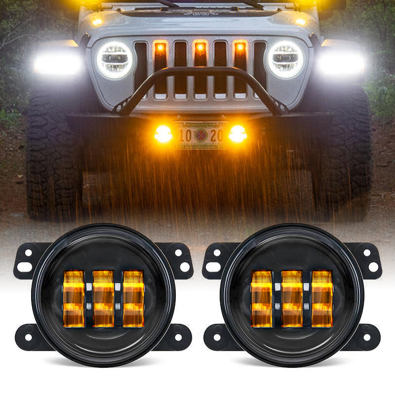 最安値に挑戦！ フルール 店2Pcs 9-inch Amber White LED Headlights for Jeep Wrangler  JL 2018-up Gladiat