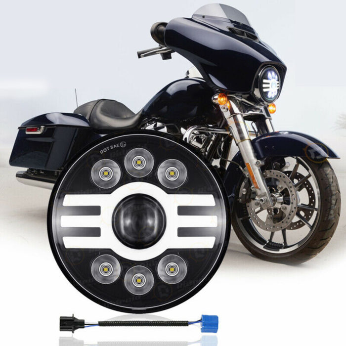 AlyoNed 7 inch Motorcycle LED Headlight 4.5 Fog Passing Lights DOT Kit Compatible with Harley Davidson Fat Boy Street Glide Heritage Softail Road King Electra Glide Ultra Classic Switchback Chrome 