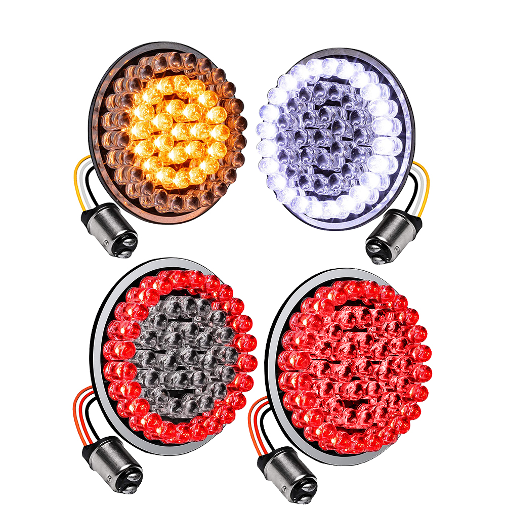 AUFER 2 Bullet Front Turn Signals LED Lights For Dyna Road Street Glide Road King Iron 883 Street Bob （Yellow/White） 